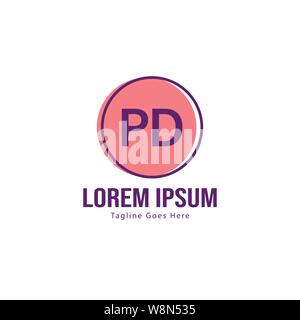 Initial PD logo template with modern frame. Minimalist PD letter logo vector illustration design Stock Vector