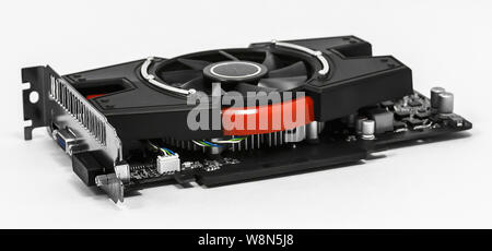 Mining video card. Miner of GPU. Technology extraction crypto currency. Virtual money. Stock Photo