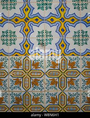 Old Portuguese tile. Classic architecture and church from Portugal. Vintage cultural style. Stock Photo