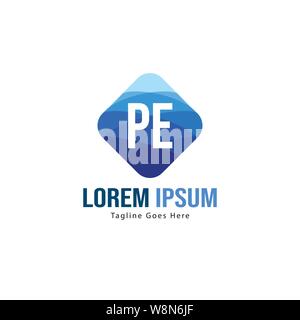 Initial PE logo template with modern frame. Minimalist PE letter logo vector illustration design Stock Vector