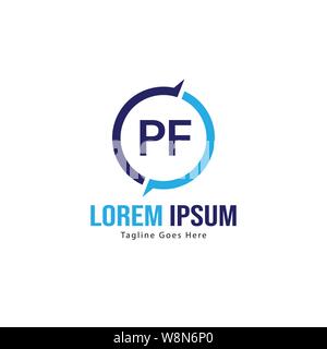 Initial PF logo template with modern frame. Minimalist PF letter logo vector illustration design Stock Vector