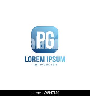 Initial PG logo template with modern frame. Minimalist PG letter logo vector illustration design Stock Vector