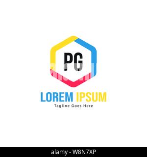 Initial PG logo template with modern frame. Minimalist PG letter logo vector illustration design Stock Vector