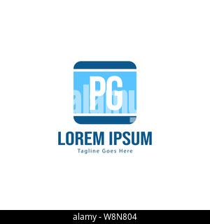 Initial PG logo template with modern frame. Minimalist PG letter logo vector illustration design Stock Vector