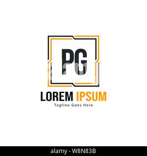 Initial PG logo template with modern frame. Minimalist PG letter logo vector illustration design Stock Vector