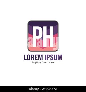 Initial PH logo template with modern frame. Minimalist PH letter logo vector illustration design Stock Vector