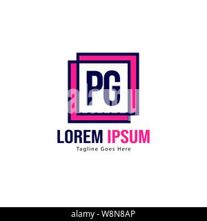 Initial PG logo template with modern frame. Minimalist PG letter logo vector illustration design Stock Vector