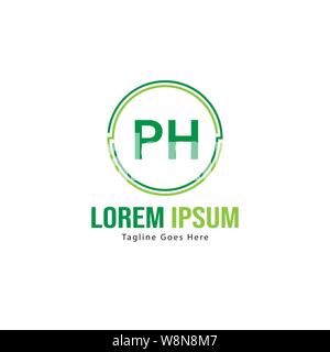 Initial PH logo template with modern frame. Minimalist PH letter logo vector illustration design Stock Vector