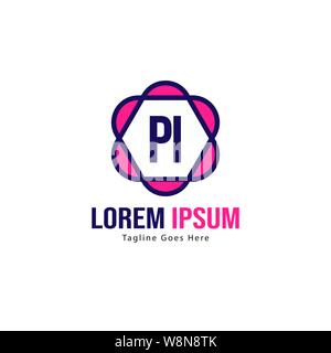 Initial PI logo template with modern frame. Minimalist PI letter logo vector illustration design Stock Vector