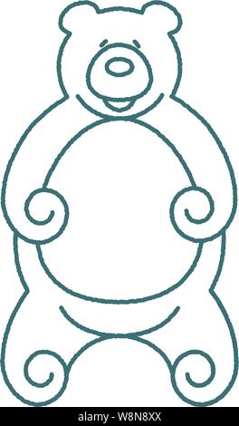 Line bear with a smile spiral toes round snout & a plump round body Stock Vector