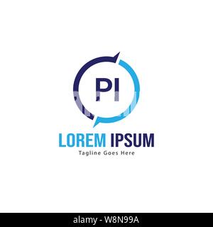 Initial PI logo template with modern frame. Minimalist PI letter logo vector illustration Stock Vector
