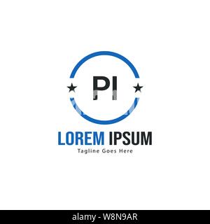 Initial PI logo template with modern frame. Minimalist PI letter logo vector illustration design Stock Vector
