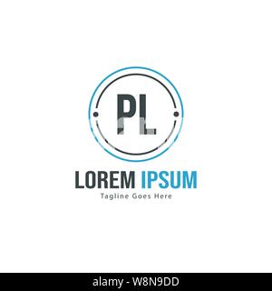 Initial PL logo template with modern frame. Minimalist PL letter logo vector illustration design Stock Vector