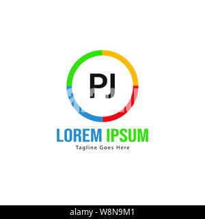 Initial PJ logo template with modern frame. Minimalist PJ letter logo vector illustration design Stock Vector