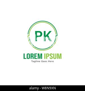 Initial PK logo template with modern frame. Minimalist PK letter logo vector illustration design Stock Vector