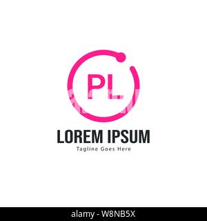 Initial PL logo template with modern frame. Minimalist PL letter logo vector illustration design Stock Vector