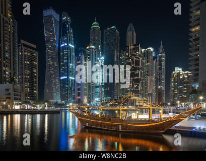 Arab dhow in Dubai Marina Stock Photo