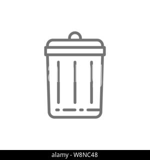 Trash can, bin line icon. Isolated on white background Stock Vector
