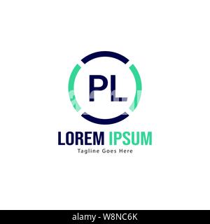 Initial PL logo template with modern frame. Minimalist PL letter logo vector illustration design Stock Vector