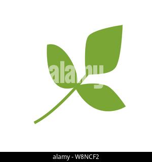 Vegan vector icon. Green leaves, tree branch. Abstract vector illustration. Hand drawn minimalism style. Stock Vector