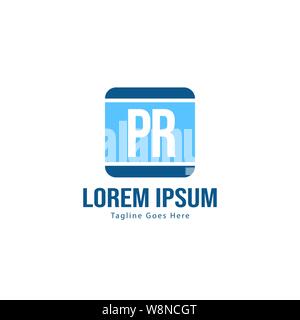 Initial PR logo template with modern frame. Minimalist PR letter logo vector illustration design Stock Vector