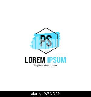 Initial PS logo template with modern frame. Minimalist PS letter logo vector illustration design Stock Vector