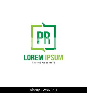 Initial PR logo template with modern frame. Minimalist PR letter logo vector illustration design Stock Vector