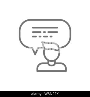 Feedback from the man, speech bubble line icon. Stock Vector