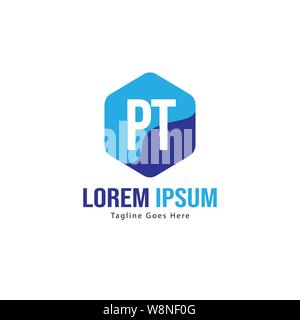 Initial PT logo template with modern frame. Minimalist PT letter logo vector illustration design Stock Vector