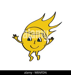 Funny sun icon illustration isolated on white background. Flat style. Vector template Stock Vector