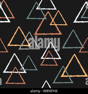 Abstract seamless pattern with triangles in pastel colors on dark background Stock Vector