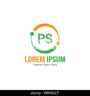 Initial PS logo template with modern frame. Minimalist PS letter logo vector illustration design Stock Vector