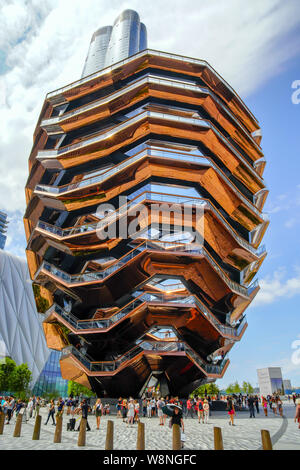 The Vessel (honeycomb-like structure), the construction in center of the Public Square and Gardens at Hudson Yards. New York. USA. Stock Photo
