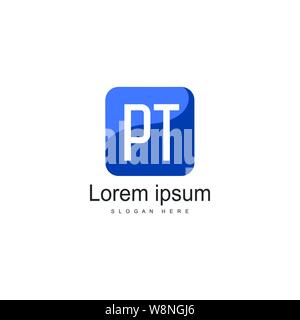 Initial PT logo template with modern frame. Minimalist PT letter logo vector illustration design Stock Vector