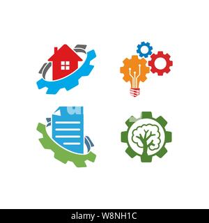 Gear Business logo design template vector Icon Set Stock Vector