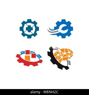 Gear Business logo design template vector Icon Set Stock Vector