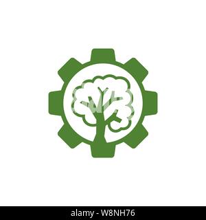Gear Tree Business logo design template vector Icon Stock Vector