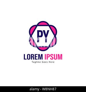 Initial PY logo template with modern frame. Minimalist PY letter logo vector illustration design Stock Vector