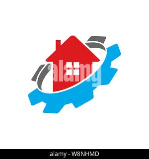 Gear Home Business logo design template vector Icon Stock Vector