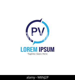 Initial PV logo template with modern frame. Minimalist PV letter logo vector illustration design Stock Vector