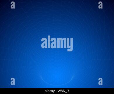 Polygonal tunnel going down. Wireframe of the tunnel of blue lines. Vector illustration Stock Vector