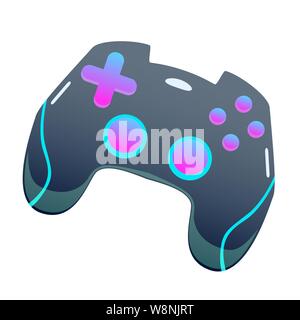 Dark color gamepad, flat vector joypad, modern design isolated illustration with pink and blue colors Stock Vector