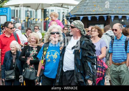 Broadstairs, Kent, UK. 10 August 2019. Members of Royal Liberty Morris at the start of Broadstairs Folk Week 2019.  UrbanImages-News/Alamy Stock Photo