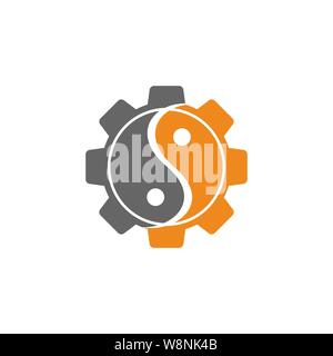 Gear Yin Yang Business logo design template vector Icon Stock Vector