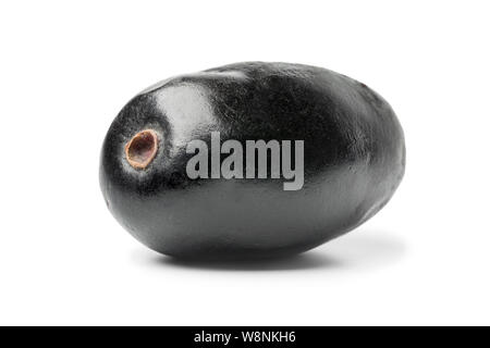 Whole single fresh Jamun berry isolated on white background Stock Photo