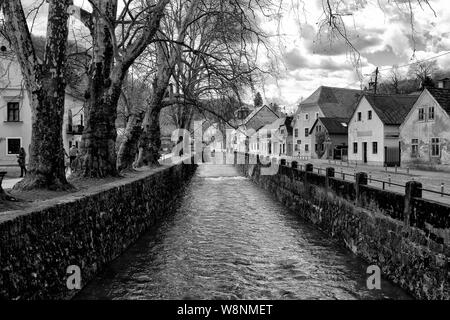 Town of Samobor old houses and town centre river stream Stock Photo