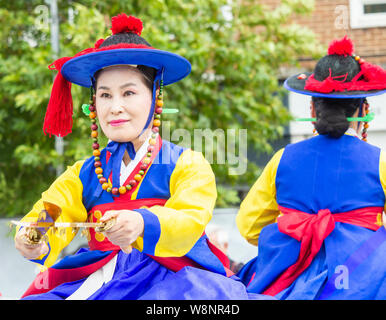 Dancers from South Korea perform at the Billingham International folklore festival of World Dance, now in its 55th year. Stock Photo