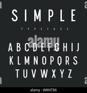 Simple sans serif font. Narrow uppercase letters for posters, flyers and other uses Stock Vector