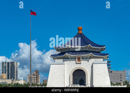 The National Taiwan Democracy Memorial Hall main building with clear blue sky background. Taipei, Taiwan. Stock Photo