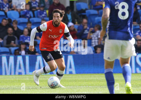 Cardiff, UK. 10th Aug, 2019. Jacob Butterfield of Luton Town during the EFL Sky Bet Championship match between Cardiff City and Luton Town at the Cardiff City Stadium, Cardiff, Wales on 10 August 2019. Photo by Dave Peters. Editorial use only, license required for commercial use. No use in betting, games or a single club/league/player publications. Credit: UK Sports Pics Ltd/Alamy Live News Stock Photo